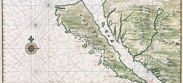 circa 1650 map of California showing it as an island. 